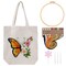 Embroidery Kit Canvas Tote Bag for Beginners,Cross Stitch Kits for Adults,DIY Needlepoint with Butterfly Floral Pattern,Women Shopping Reusable Grocery Bags